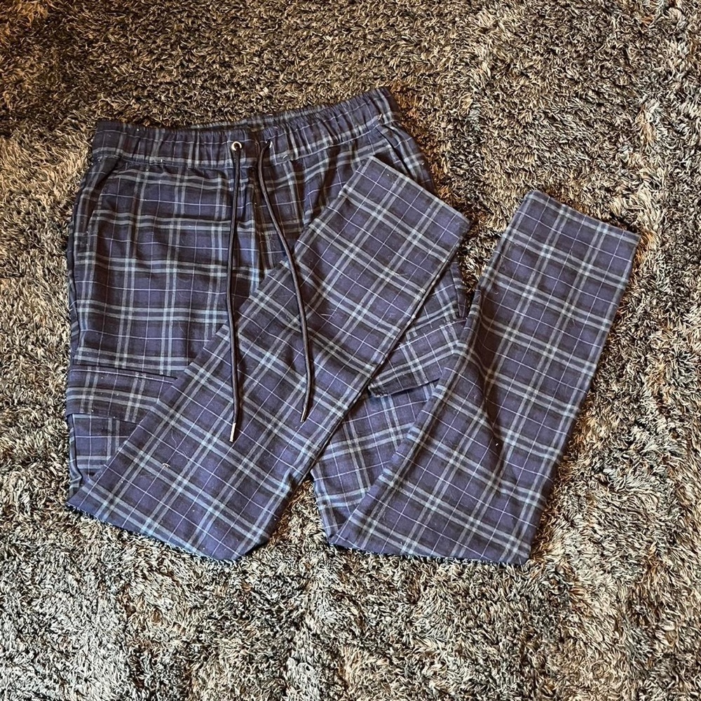 Navy and Green Plaid Pants